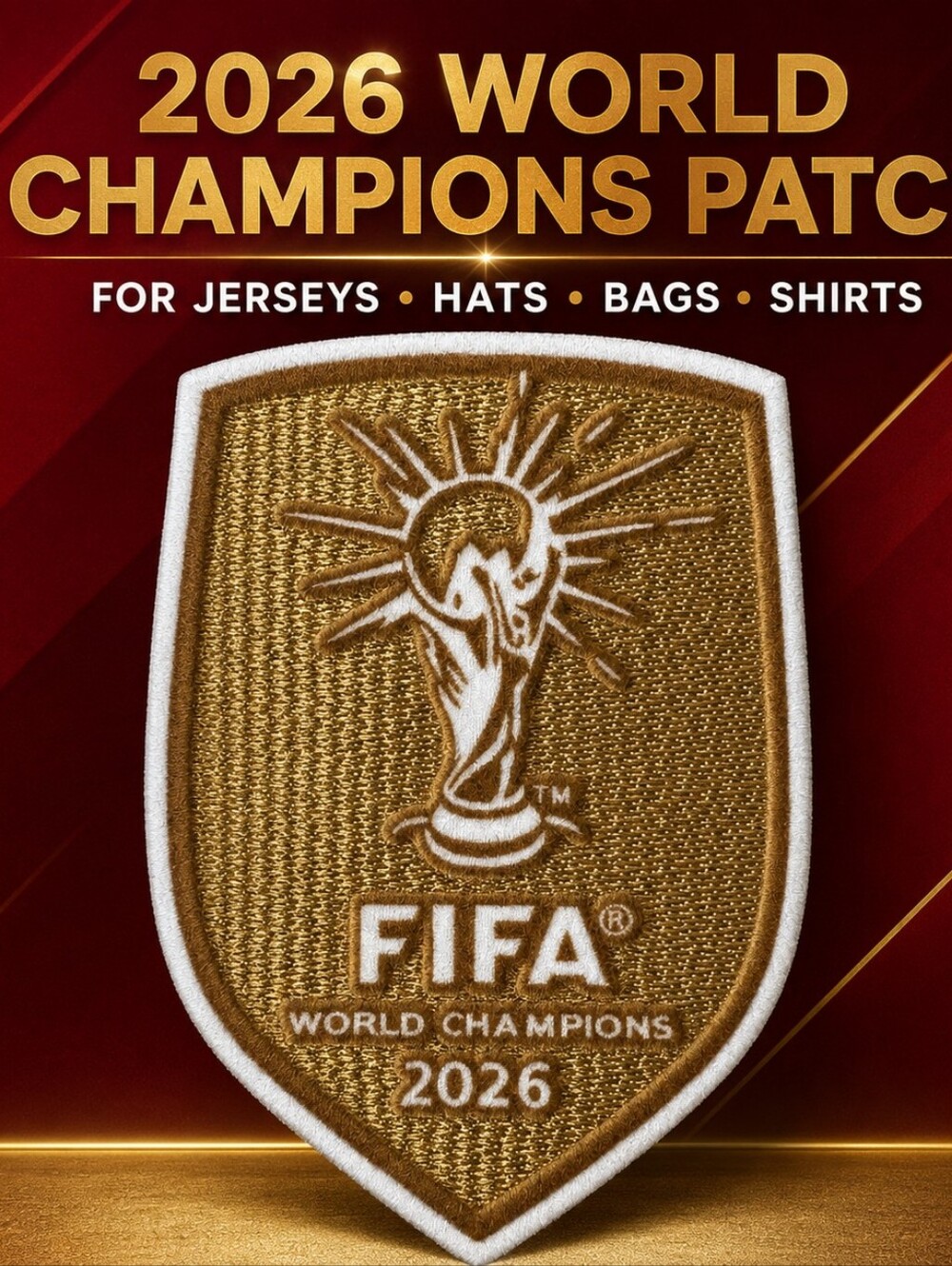 2026 World Champions Patch FIFA Gold Flocked Jersey Badge